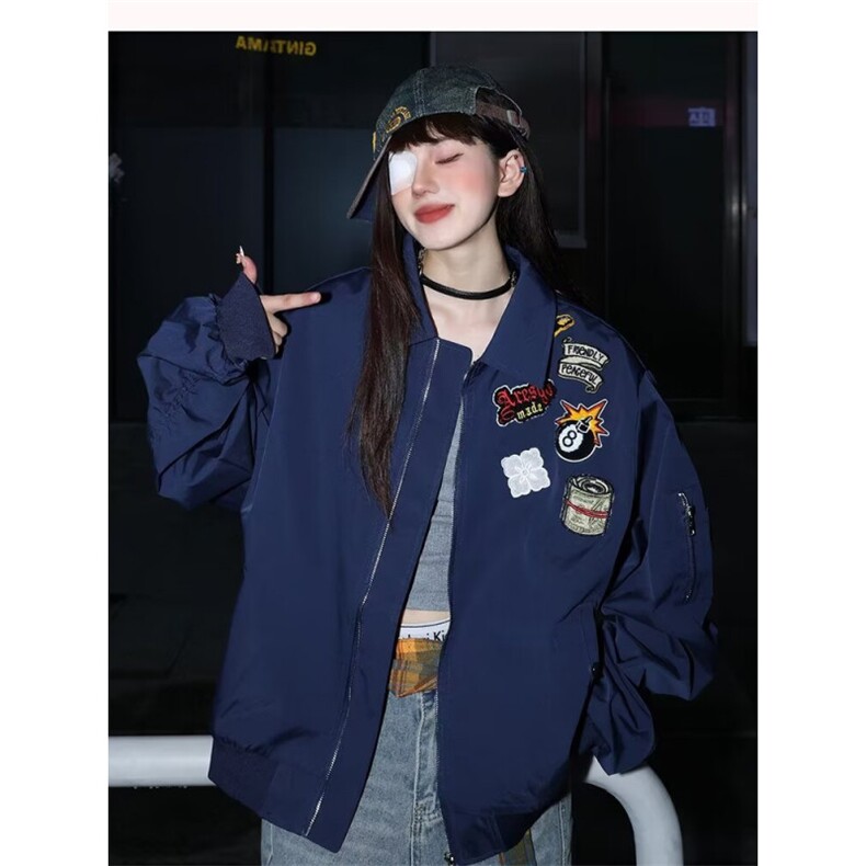 美式刺绣棒球服男女春季朝宽松想休闲夹克情侣外套,男装夹克,四季星座505