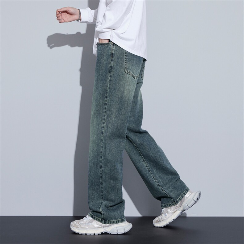 高品质复古水洗牛仔裤男潮流刺绣宽松直筒长裤子8071-P55,男装牛仔裤,星座223（原229-2）