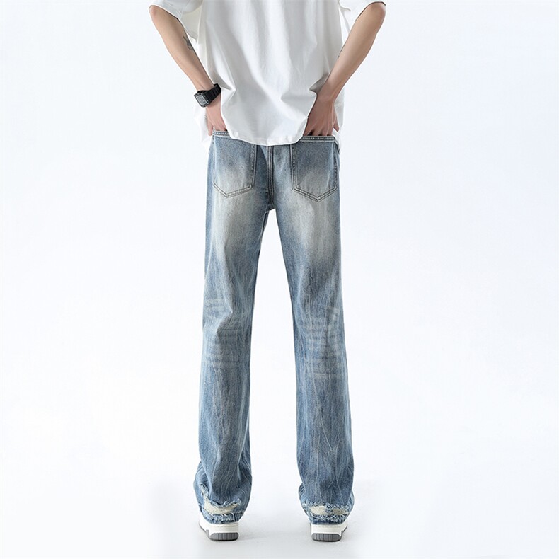 B221美式ins高街暗黑小众夏季重工艺破洞牛仔裤LK24178-P65控88,男装牛仔裤,电商B221