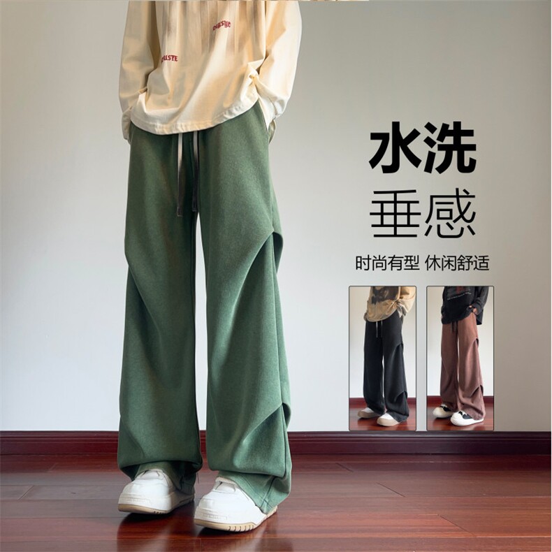 抖音品质秋季新款潮流水洗褶皱宽松休闲裤B315-K24263-特p45控88图片