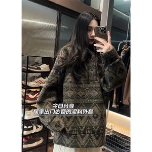 潮复古民族风卫衣重磅针织外套A086-SY628-P75控108加绒P80图片