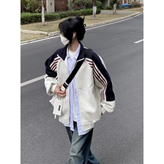 抖音得物高品质美式高街重磅结构织带拼接撞色立领卫衣外套CM41，男装卫衣，电商A486