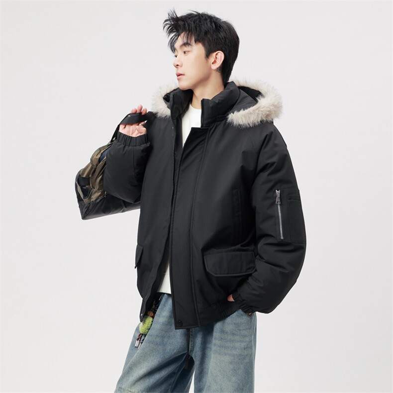 自家图有视频复古加绒毛领外套棉衣新款连帽派克棉服M2572p95,男装棉衣,电商D315