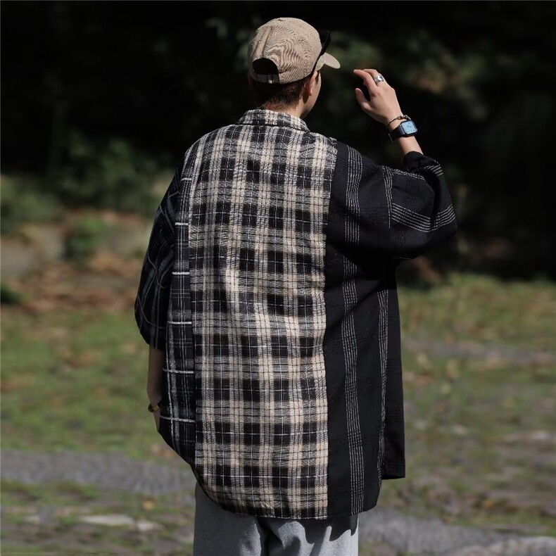 五分袖夏季潮流气质新款青春流行潮衬衫标准方领原宿纯色男简约,男装衬衫,星座716-4