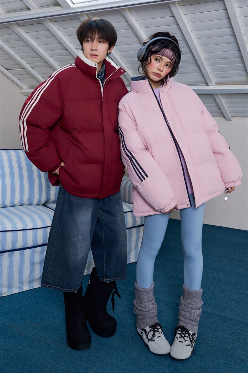 ！冬季条纹五防立领加绒加厚棉衣情侣撞色棉服外套MY7777-P68,男装棉衣,星座610B-1