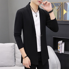 新款针织衫男开衫外套中长款风衣店主风K8819-P65，男装针织衫/毛衣，星座1207-1