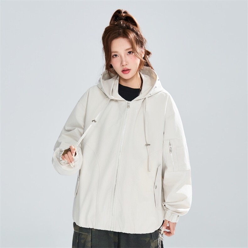 潮流百搭连帽外套女2026春季宽松休闲设计感夹克XZ309JK8005P75,男装夹克,星座309（原A406）