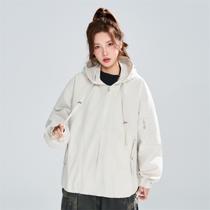 潮流百搭连帽外套女2026春季宽松休闲设计感夹克XZ309 JK8005 P75图片