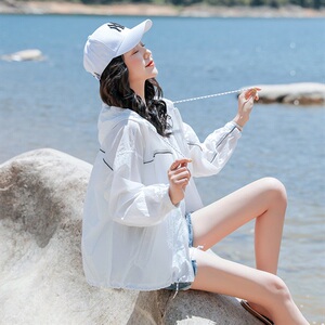 Canary Kiss防晒服薄外套女夏季2025新款宽松显瘦连帽防晒衫上衣图片