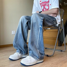 美式做旧涂鸦牛仔裤男士高街裤子vibe痞帅水洗长裤，男装牛仔裤，星座410-7