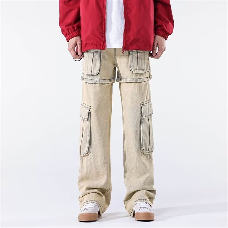 工装牛仔裤男韩版多口袋高街2024冬季新款ins宽松长裤RK1218-P70,男装牛仔裤,星座412-2