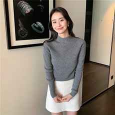 2025秋冬百搭时尚简约半高领打底修身显瘦舒适保暖打底衫，女装羊绒衫，玛卡隆羊绒