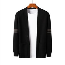 开衫男春秋季2023新款宽松中年人商务休闲外套针织衫纯色上衣服，男装针织衫/毛衣，电商B212（原钱塘6029）