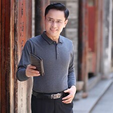 2023年秋季新款卫衣男秋装潮牌中老年纯色长袖t恤薄款上衣服，男装卫衣，电商B212（原钱塘6029）