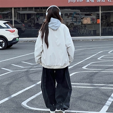美式高街复古老钱风夹克冲锋衣男女纯色休闲宽松棒球立领飞行外套，男装夹克，电商A486