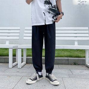 夏季港风ins束脚大码宽松潮男休闲运动九分裤KZ0001P55控78图片