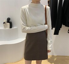 格子半裙，女装半身裙，素妮