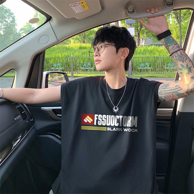 量大优得物抖音高品质重磅230克美式印花无袖t恤背心WB301特P18，男装背心/马甲，电商A486