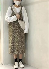 印花牛仔背带裙,其它,with E Q