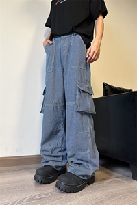903-AK81-特P65【89】 S-3XL  美式条纹工装牛仔裤！3图片