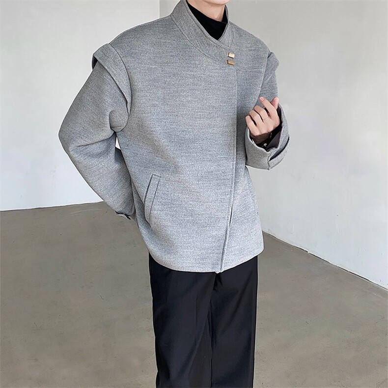 斜门襟毛呢夹克cleanfit冬季韩版高级感廓形宽松外套男WT68-P125,男装夹克,星座512-1（原513-3）