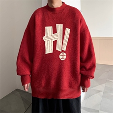 ！23港风宽松大码半高领毛衣圆领针织衫M3143-P45控68加绒+10，男装针织衫/毛衣，电商B370