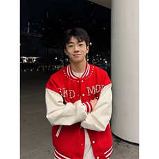 美式复古撞色棒球服外套男女春秋宽松慵懒风休闲夹克，男装夹克，星座410-6（原星座1304-1）