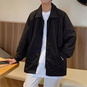 潮小众设计感百搭宽松情侣痞帅黑色衬衫男外套潮 W6884-P40图片