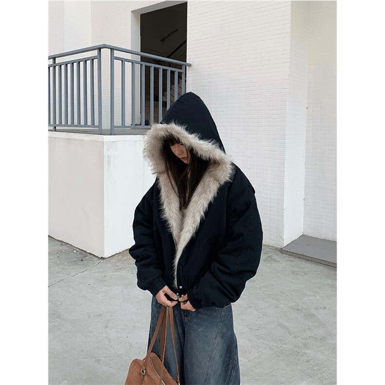 现货高品质美式高街冬季重磅硬挺短款座山雕毛领棉衣男女加厚外套,男装棉衣,电商A443