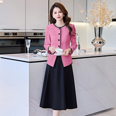 FTGUOGE果哥家粉色小香风外套女2025春季新款超好看圆领正肩上衣，女装西装，时尚俏佳人