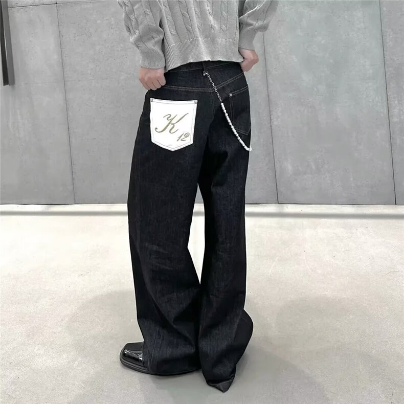 美式冈山原牛仔裤男高街垂感潮流时尚长裤Z601P38,男装牛仔裤,星座1112-1
