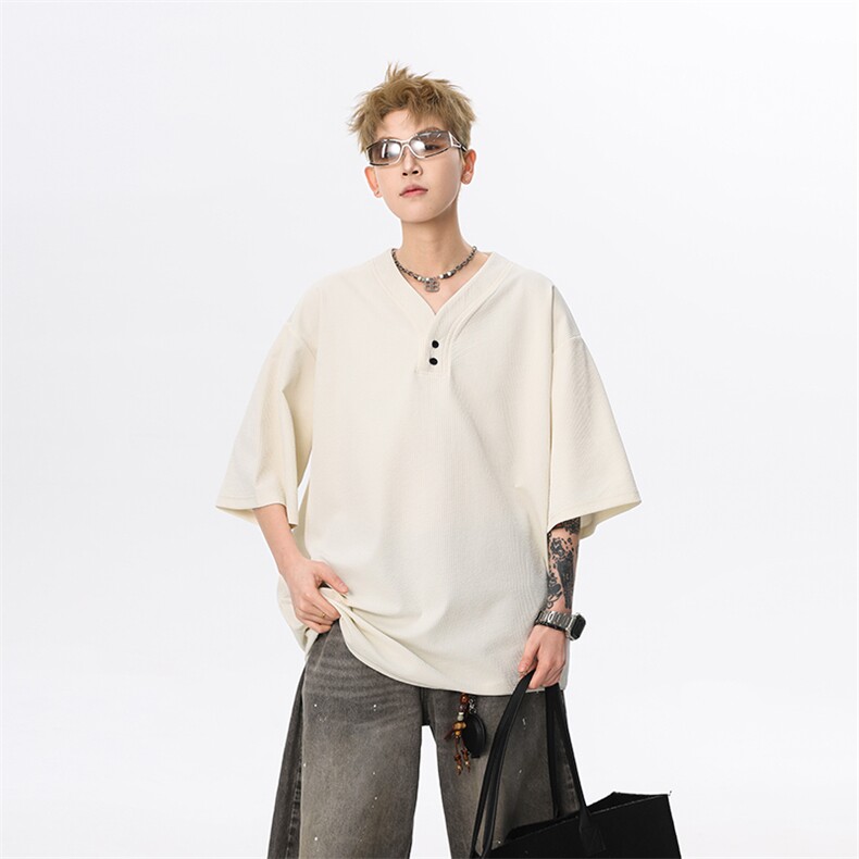 现货夏新男高品质大码宽松短袖T恤V领打底衫513DT3536P33,男装T恤,星座513