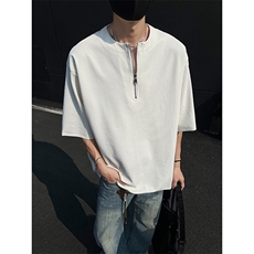 现货夏新重磅亨利领肌理感短袖T恤宽松潮流男513DT3537P33，男装T恤，星座513