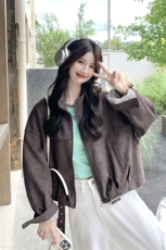 新款大货，麂皮绒外套2B113-2539-P165-K248，女装短外套，2B113