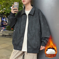 M-8XL时尚翻领皮衣夹克外套男7083加绒-P90大码，男装夹克，星座209