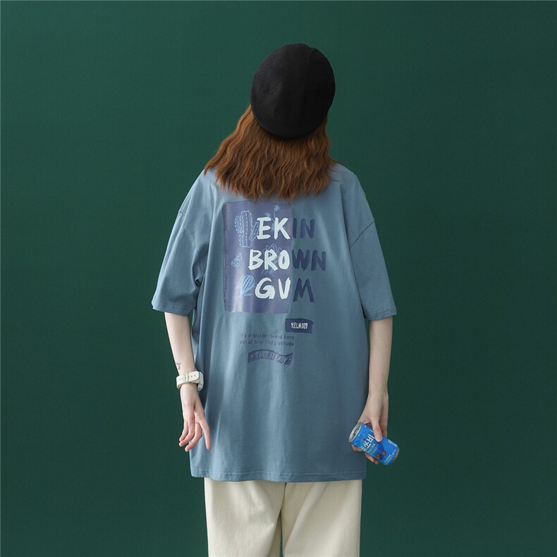 1中性风 图案已注册港风休闲情侣潮短袖T恤男7006F25控39图片