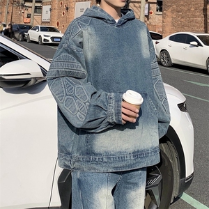 新款牛仔连帽卫衣男春秋潮牌休闲百搭宽松夹克外套JK815-P88图片