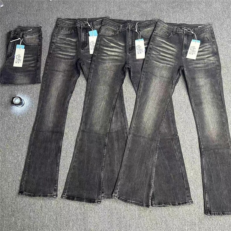 美式高街微喇叭牛仔裤男修身弹力显瘦百搭直筒长裤子WLK255-P47图片