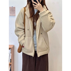 摇粒绒连帽拉链卫衣外套1302-GS02-P55成分100聚酯纤维，女装短外套，星座1302