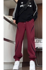 量优供视频~直播撞色弯刀束脚运动卫裤A489特P45控78，男装休闲裤，电商A309