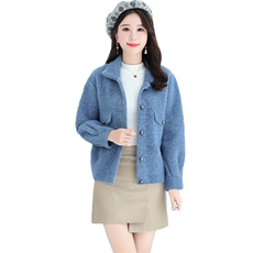 2021春秋季潮流时尚百搭年轻修身短款长袖毛呢外套，女装毛呢外套，臻衣坊
