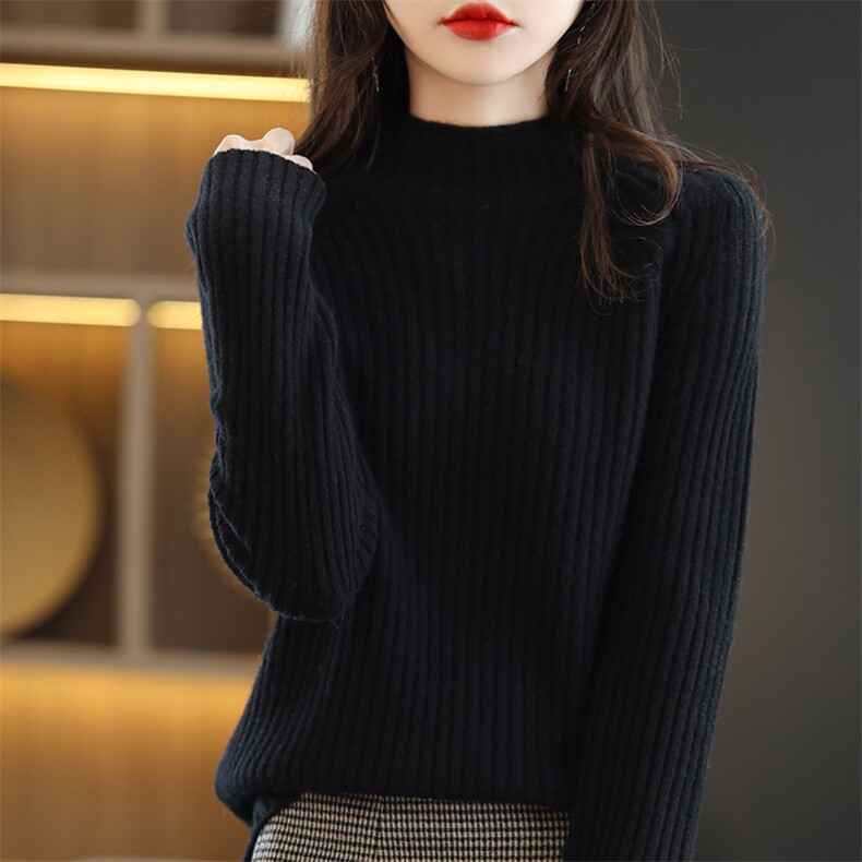 2025年秋季新款百搭女士抽条羊毛套头衫,女装羊毛衫,春贝羊绒