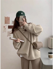 2025年秋季新款百搭女士polo领长袖针织衫，女装针织衫/毛衣，硕彦羊绒
