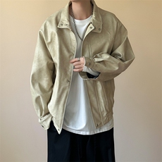 主推现货新款立领皮衣外套男宽松休闲机车皮夹克A351-AP2465-P105，男装夹克，电商A351