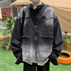 潮牌毛边牛仔外套男士春秋季百搭痞帅情侣上衣港风宽松工装夹克，男装夹克，星座716-3