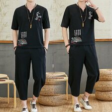 夏季套装男短袖t恤休闲风新款夏装潮牌衣服男装T734-P55，男装套装，星座1206（原A206）