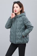 2023年冬季气质撞色时尚休闲连帽羽绒服，女装羽绒服，依恋蒂丝