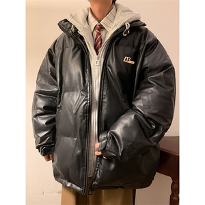 假两件连帽皮棉衣男宽松大码男士棉服潮棉袄外套A266-P02-P85