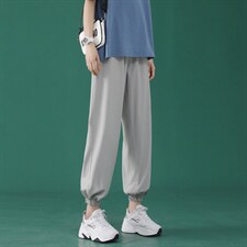 2024夏季薄款潮牌冰丝宽松运动休闲九分裤2027-特批20,女装休闲裤,星座718-1