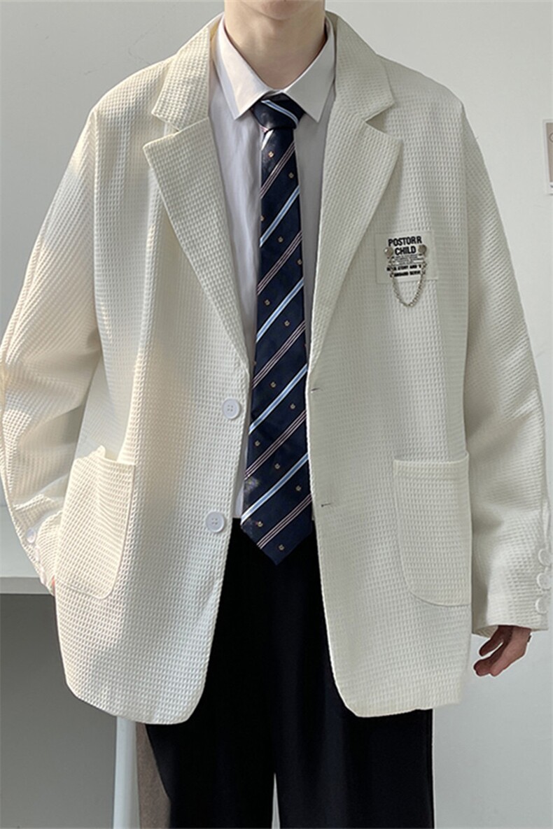 西装男华夫格外套秋季ins潮流痞帅休闲西服上衣宽松CW2313-P53,男装西服,星座512-4